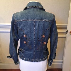 Denim Jacket Embroidered Rhinestone Jean Jacket